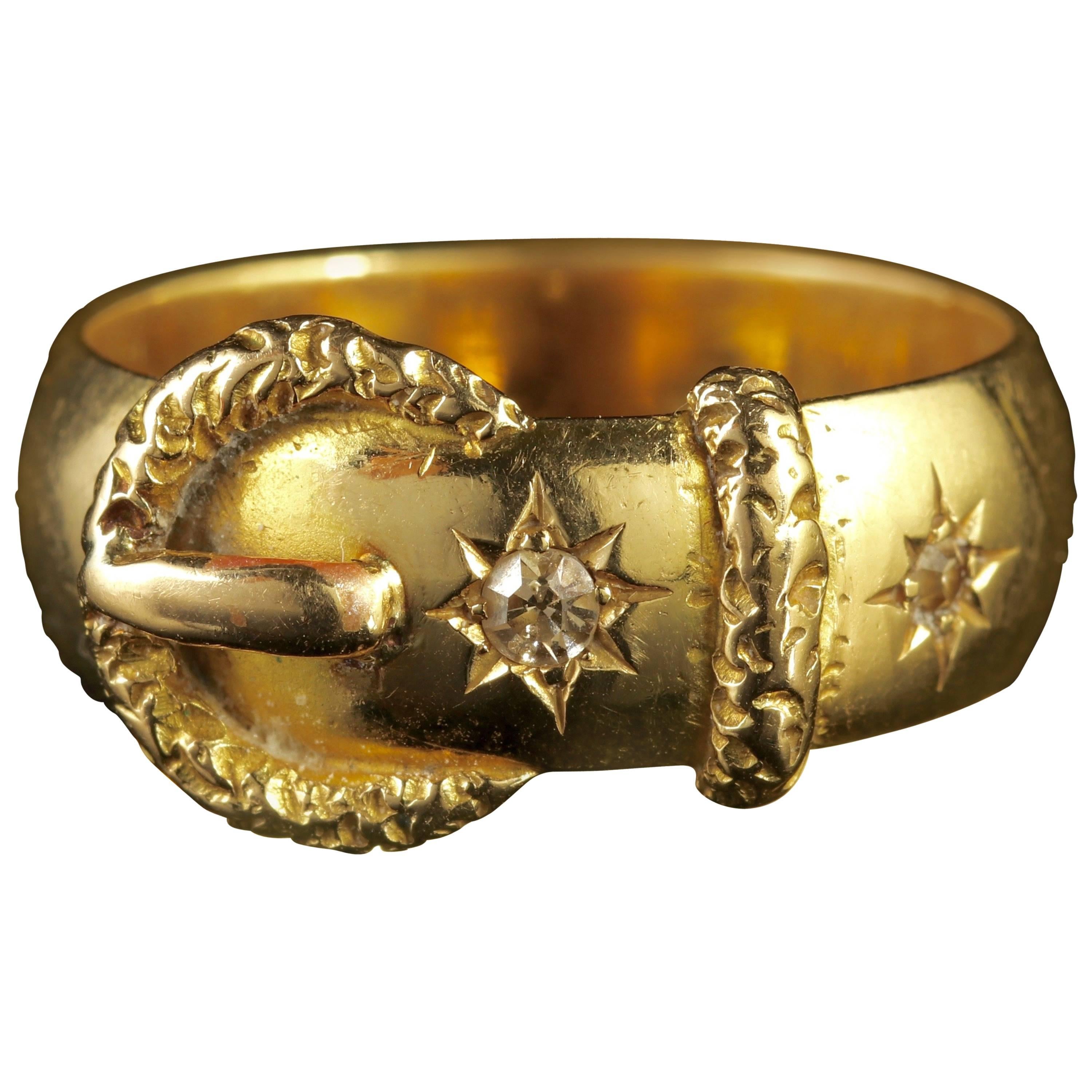 Edwardian Diamond Buckle Ring 18 Carat Gold Dated London 1915 Wedding Ring For Sale
