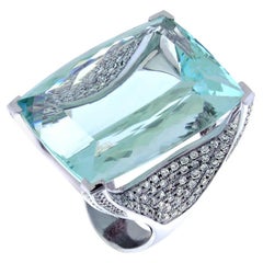 Gavello White Gold Stunning Aquamarine Contemporary Cocktail Ring