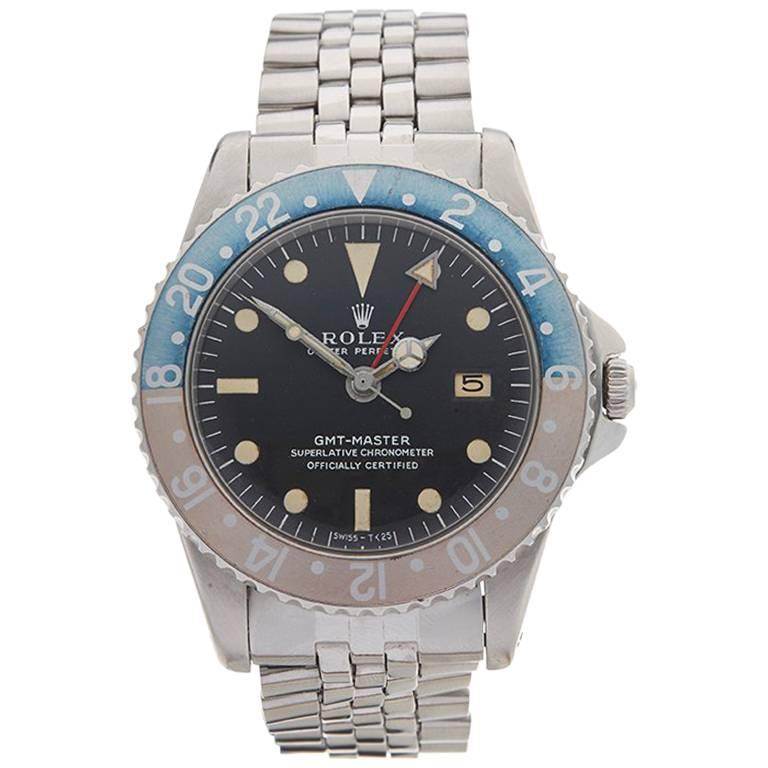 Rolex Stainless Steel GMT-Master Automatic Wristwatch Ref 1675, 1961