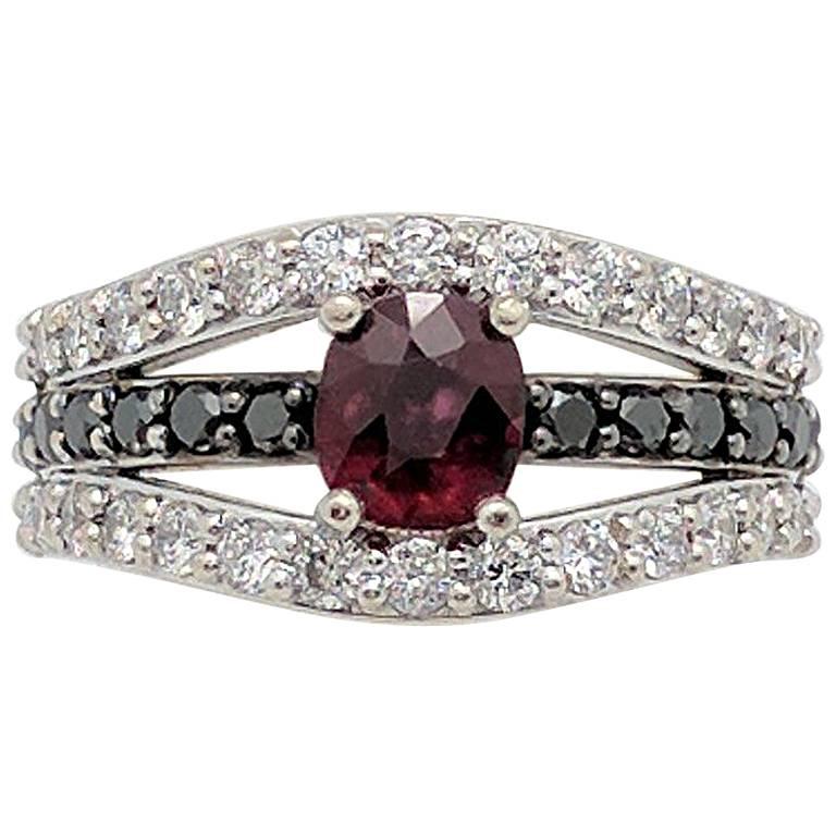 Ruby Black White Diamond Ring