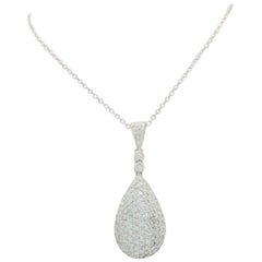 Pave Diamond Tear Drop Pendant Necklace