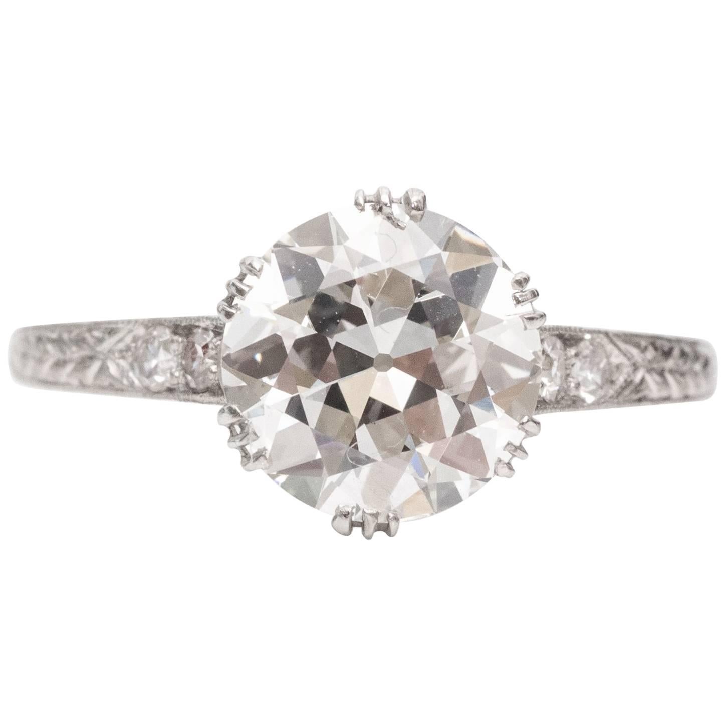 1920s Art Deco GIA Certified 2.01 Carat Diamond Platinum Engagement Ring