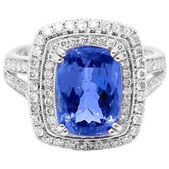 Cushion Tanzanite Diamond Ring