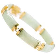 1950s 14K Gold and Jade Curved Link Bracelet