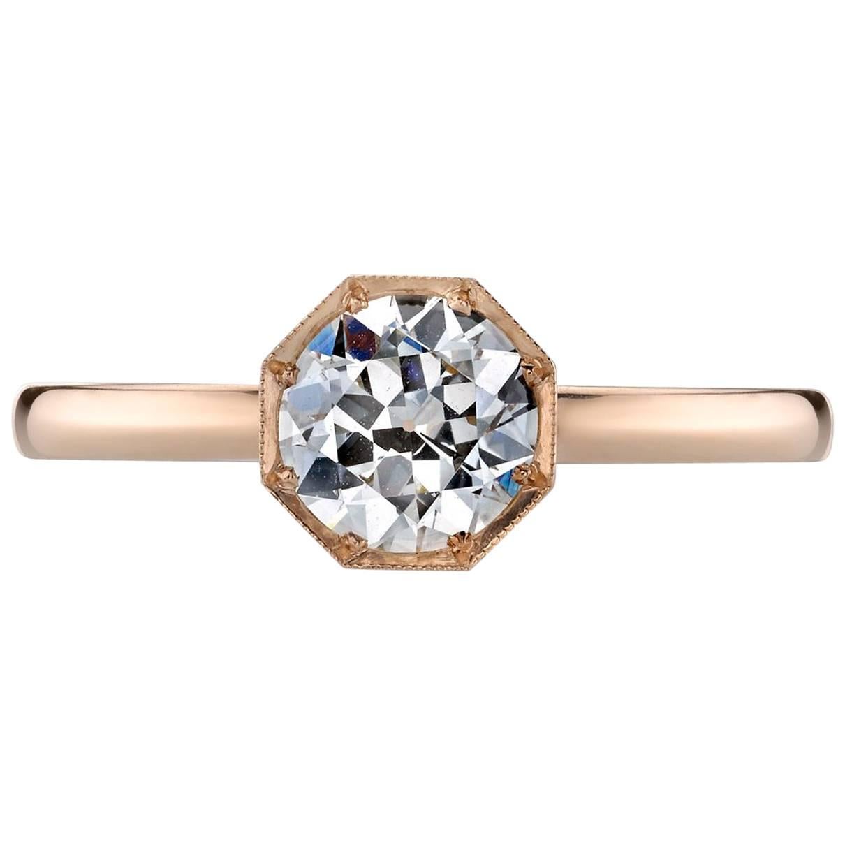 GIA Certified Old European Cut Diamond Rose Gold Engagement Ring