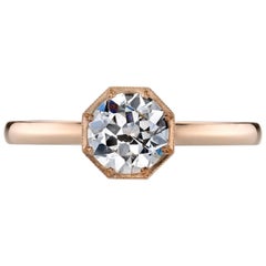GIA Certified Old European Cut Diamond Rose Gold Engagement Ring