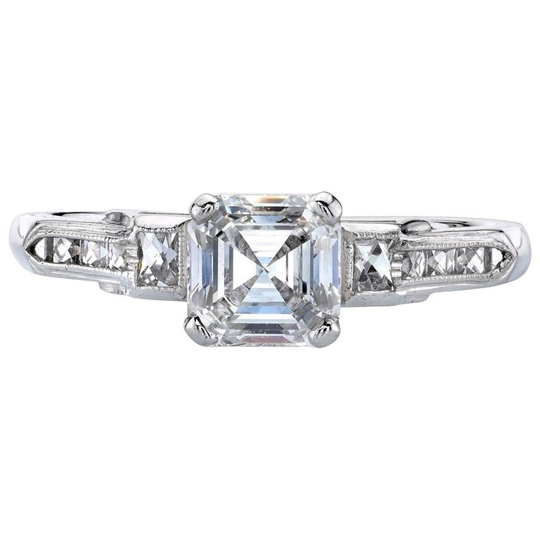 Vintage Platinum GIA Certified Asscher Cut Diamond Engagement Ring For ...