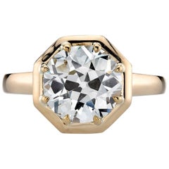 3.32 Carat Old European Cut Diamond Set in a Handcrafted Yellow Gold Ring