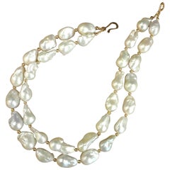 Michael Kneebone White Cloud Pearl Double Strand Necklace