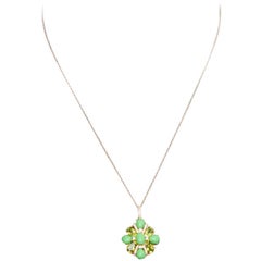 Peridot, Green Turquoise and Diamond Necklace