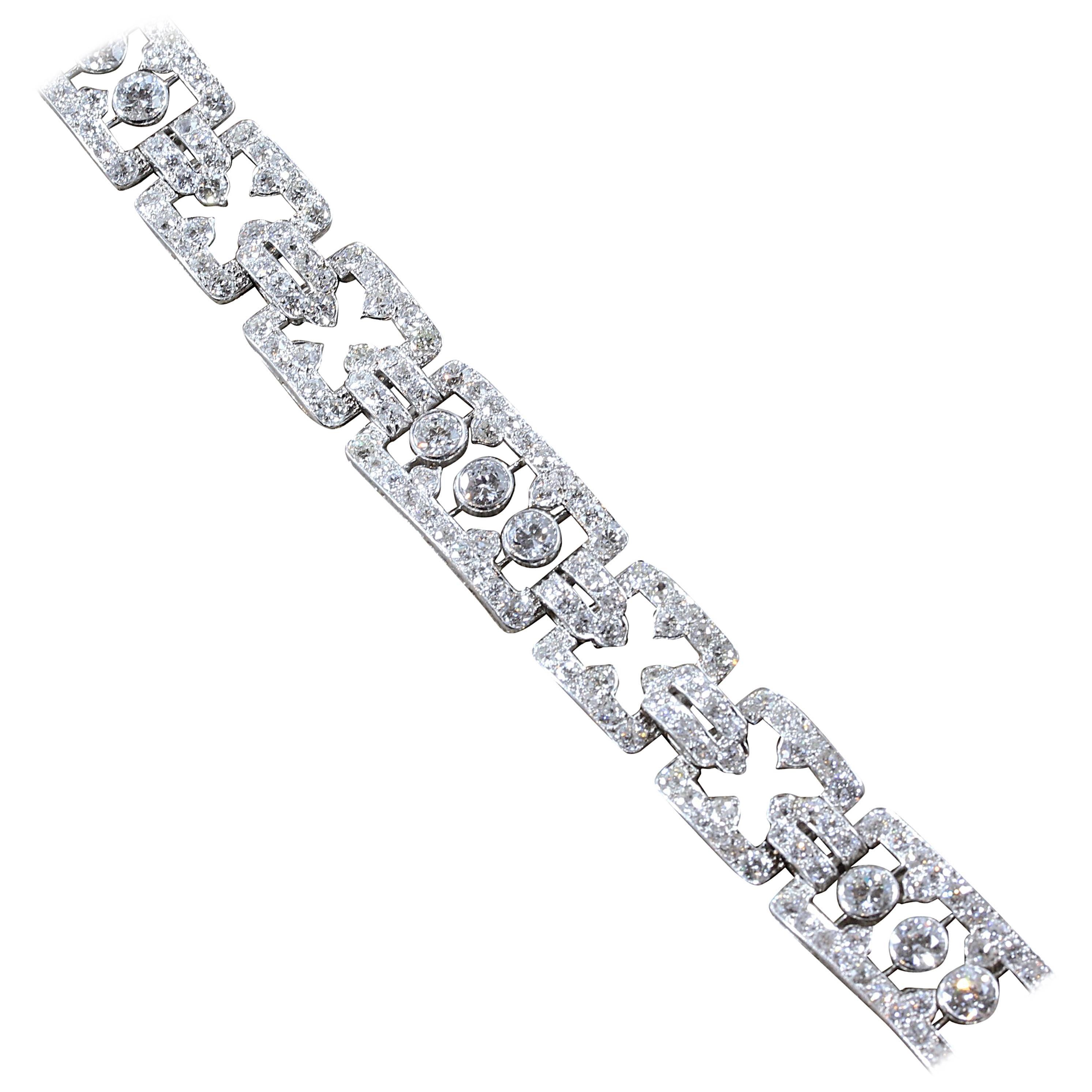 Art Deco Diamond Platinum Link Bracelet