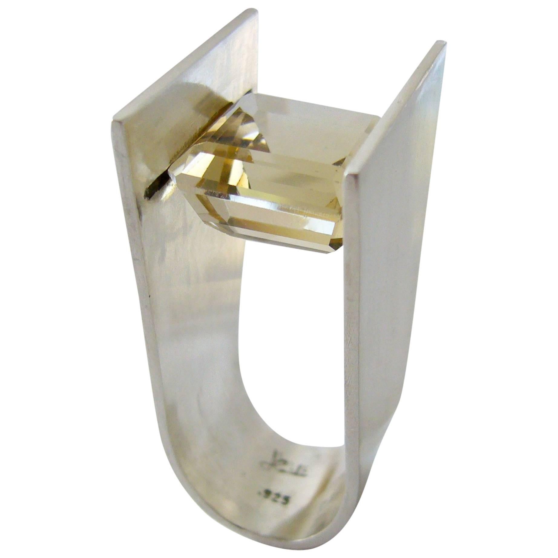 Heidi Abrahamson Yellow Quartz Sterling Silver Minimalist Ring