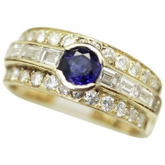 18 Carat Yellow Gold Blue Sapphire Ring
