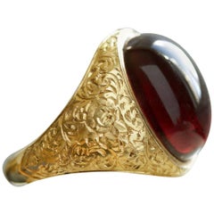 Large Cabochon Garnet Victorian Ring