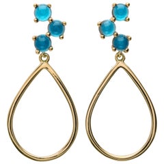 18kt yellow gold london blue silver Vermeil classic modern hoop drop Earrings