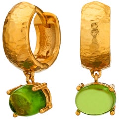 18kt yellow gold green amethyst quartz Vermeil classic modern hoop Earrings