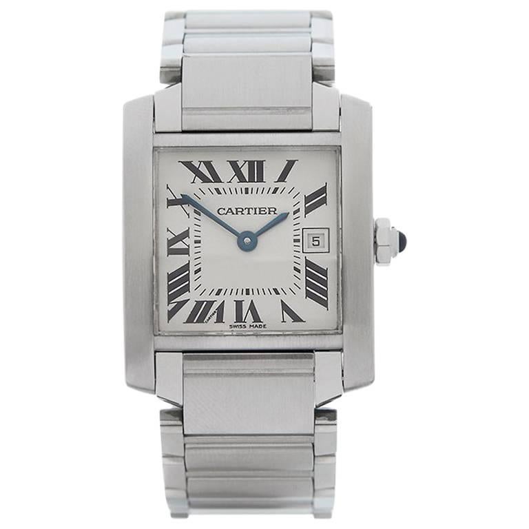 Cartier Ladies Stainless Steel Tank Francaise Quartz Wristwatch, 2002