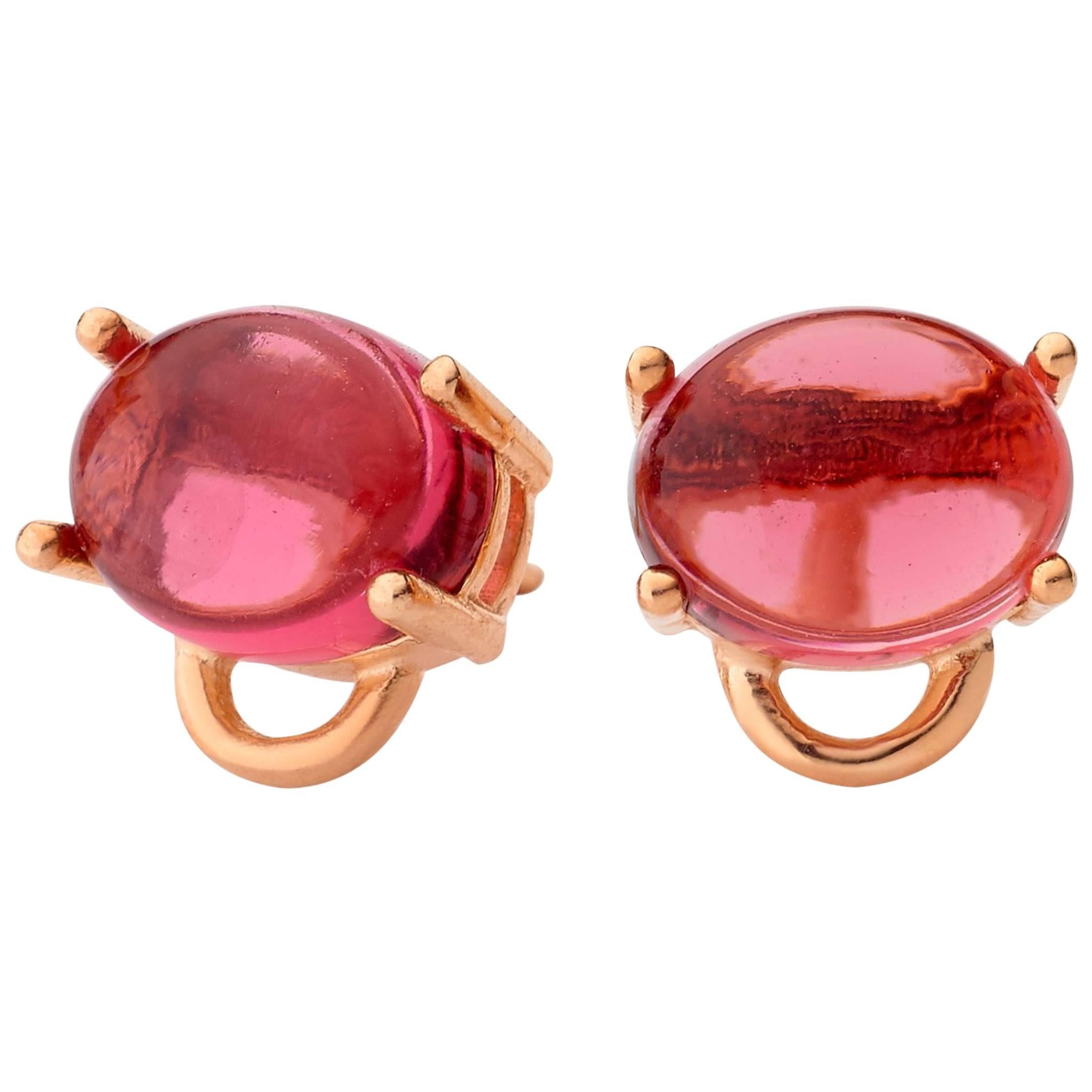  MAVIADA' s 18 Karat Rose Gold Pink Tourmaline Vermeil Modern Stud Earrings