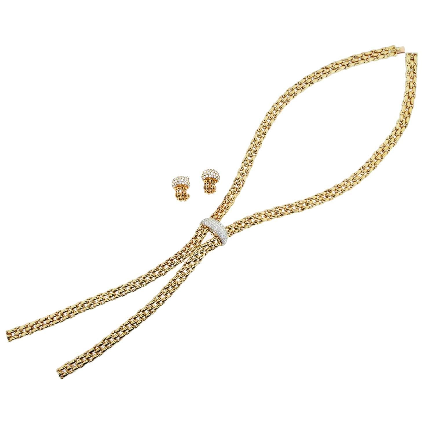 Renowned French Louis Gerard Lariat and Earring Set For Sale