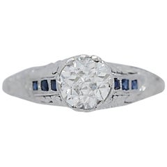 1.10 Carat Diamond Antique Engagement Ring Platinum