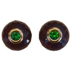 Michael Kneebone Amethyst Green Topaz Ball Stud Earrings