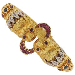 Lalaounis Greece Chimera Diamond Ruby Gold Bracelet