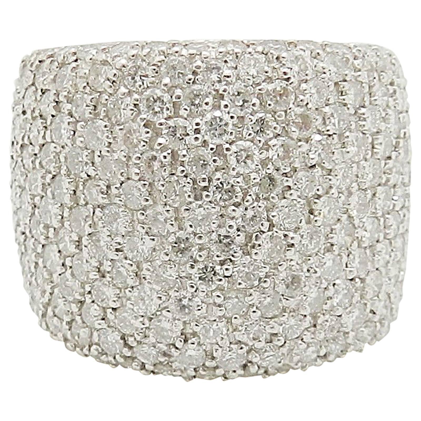 Pave Diamond Wide Band Cluster Ring