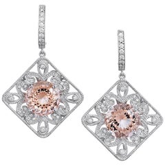 H 
H 10.03 Morganite and Diamond Drop Lever-Back Earrings