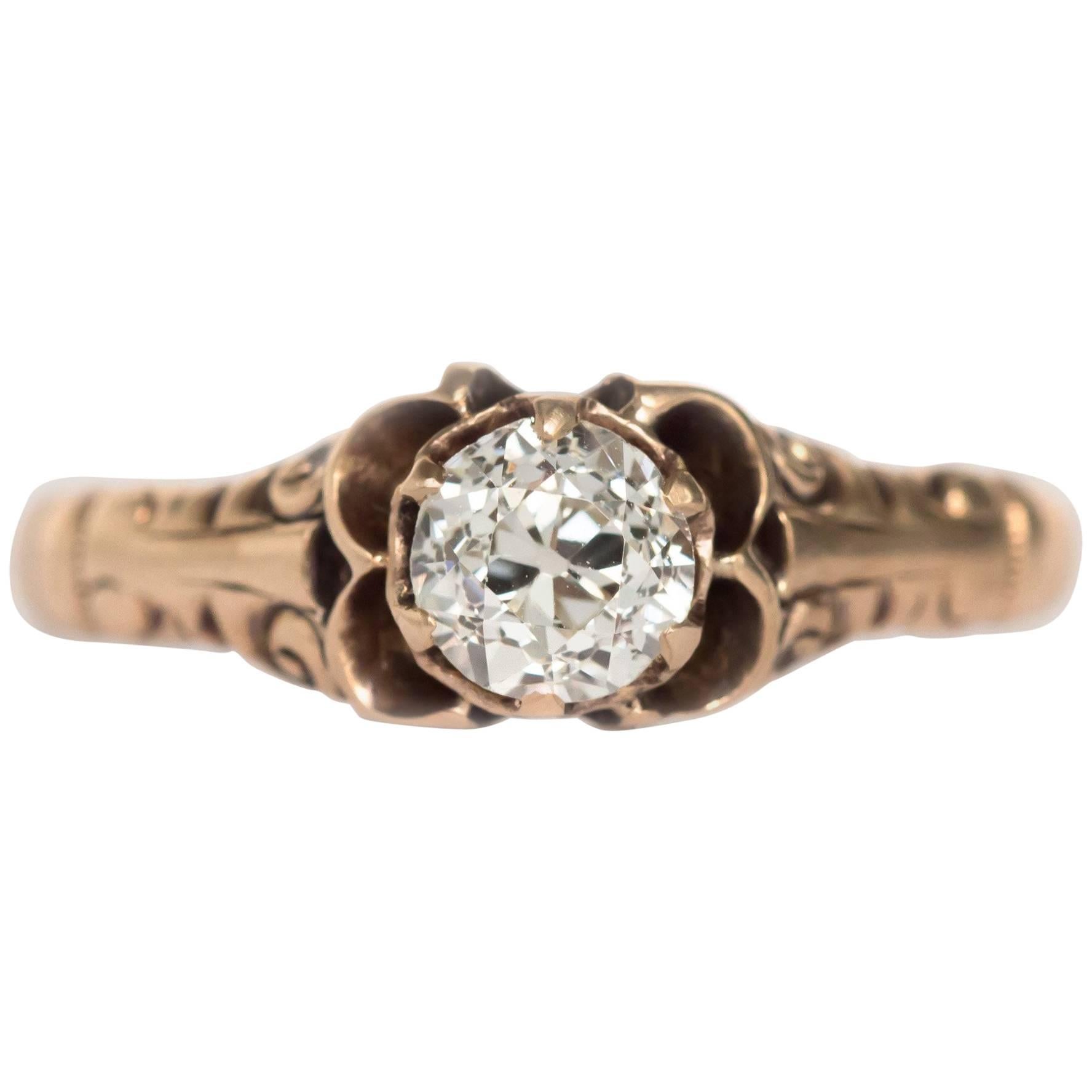 GIA Certified 0.49 Carat Diamond Rose Gold Engagement Ring