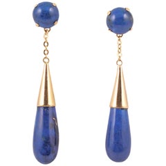 Lapis Lazuli Yellow Gold Drop Earrings