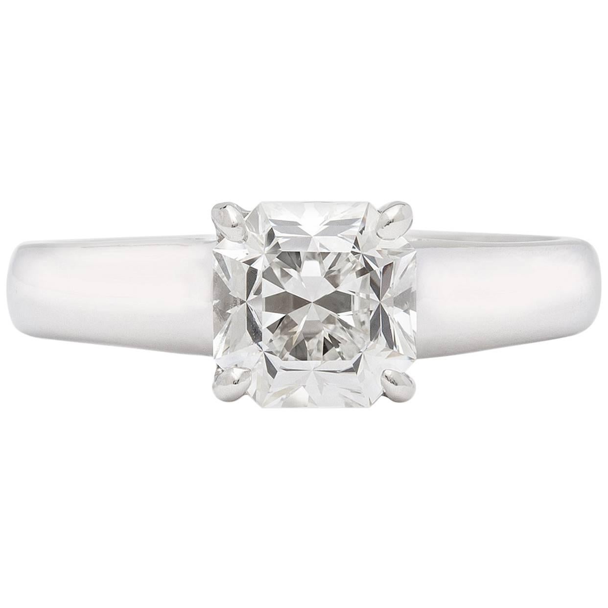 GIA 1.42 Carat F/VVS1 Cut-Cornered Square Mixed Cut Platinum Ring For Sale