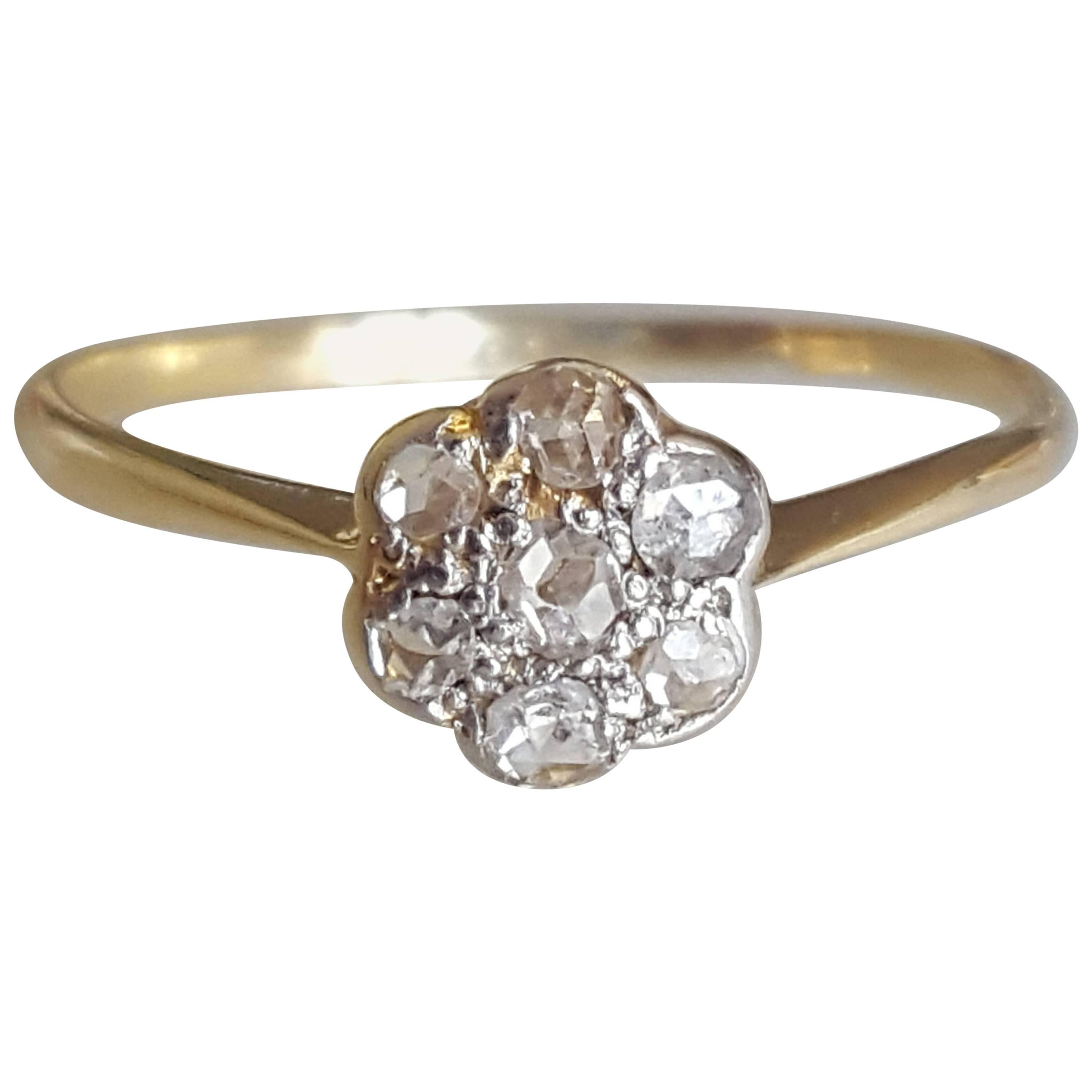 Edwardian Rose Cut Diamond Cluster Ring