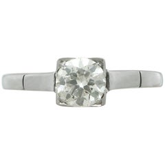 1920s Diamond and 18 Karat White Gold Solitaire Ring