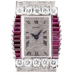 Vintage Piaget White Gold Ruby Diamond Bezel Manual Dress Wristwatch 