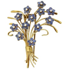 Van Cleef & Arpels Diamond Sapphire Flower Bouquet Brooch Pin