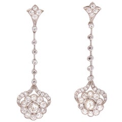 Diamond Platinum Drop Earrings