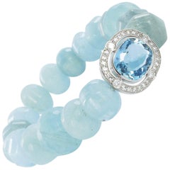 Aquamarine and Diamond Bracelet in Platinum