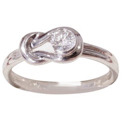 Vintage Brilliant Cut Diamond White Gold Knot Engagement Ring 