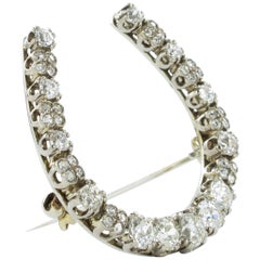 Diamond White Gold Horseshoe Brooch