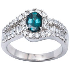 Oval Shape Alexandrite and Diamond Ring with Certificate 0.75 Carat