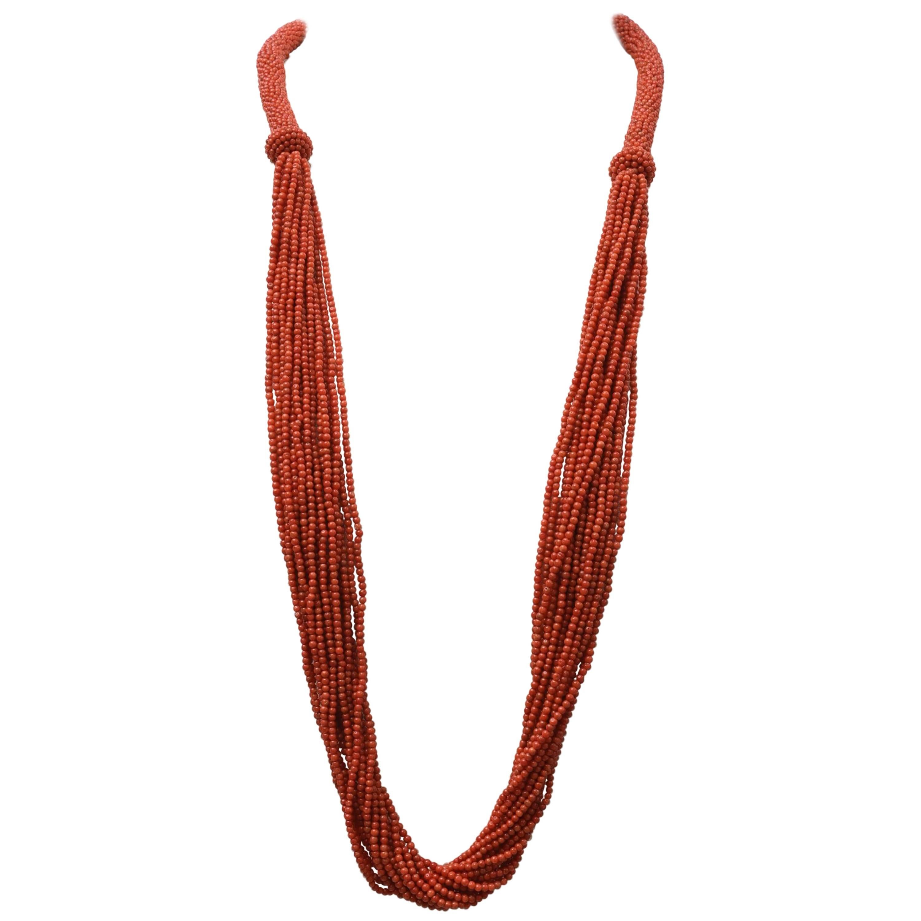 Multi-Strand Beaded Coral Necklace