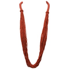 Vintage Multi-Strand Beaded Coral Necklace