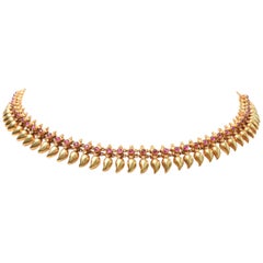 22 Karat Gold and Cabochon Ruby Necklace