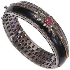 Bakelite, Diamond and Ruby Cuff Bracelet