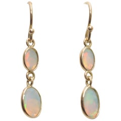 Double drop Faceted Opals and 18K Gold Earrings