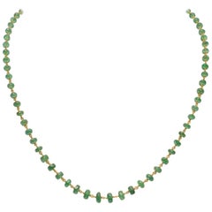 Faceted Emerald and 18 Karat Gold Beaded Necklace