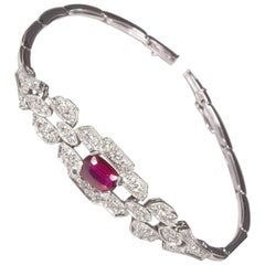 White Gold Ruby Diamond Bracelet