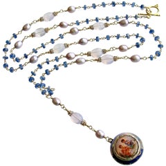 Collier pendentif Vinaigrette en émail autrichien Kyanite Scorolite