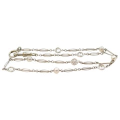 Antique Natural Pearl and Diamond Chain