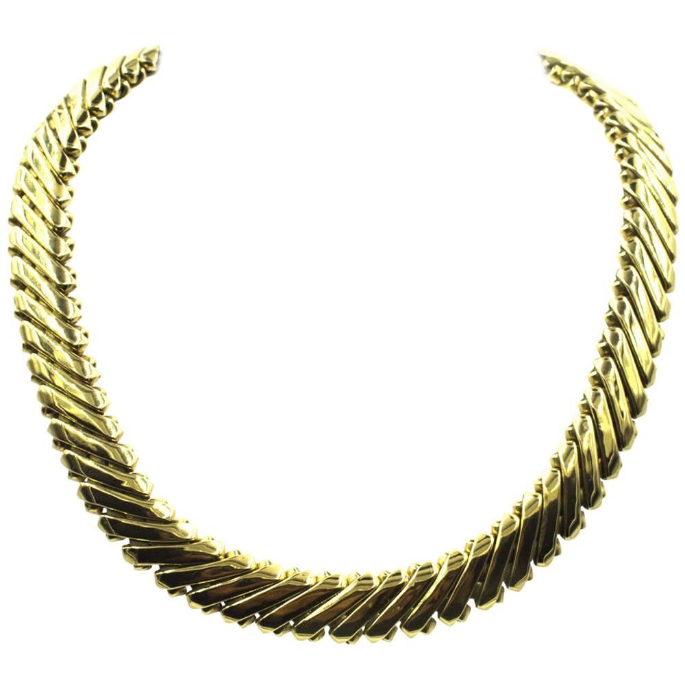 1960s 18 Karat Yellow Gold Collar Necklace